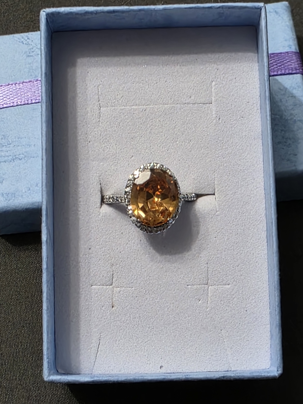 Estate - Silver Tone - Fashion Citrine Color Stone - Item 407